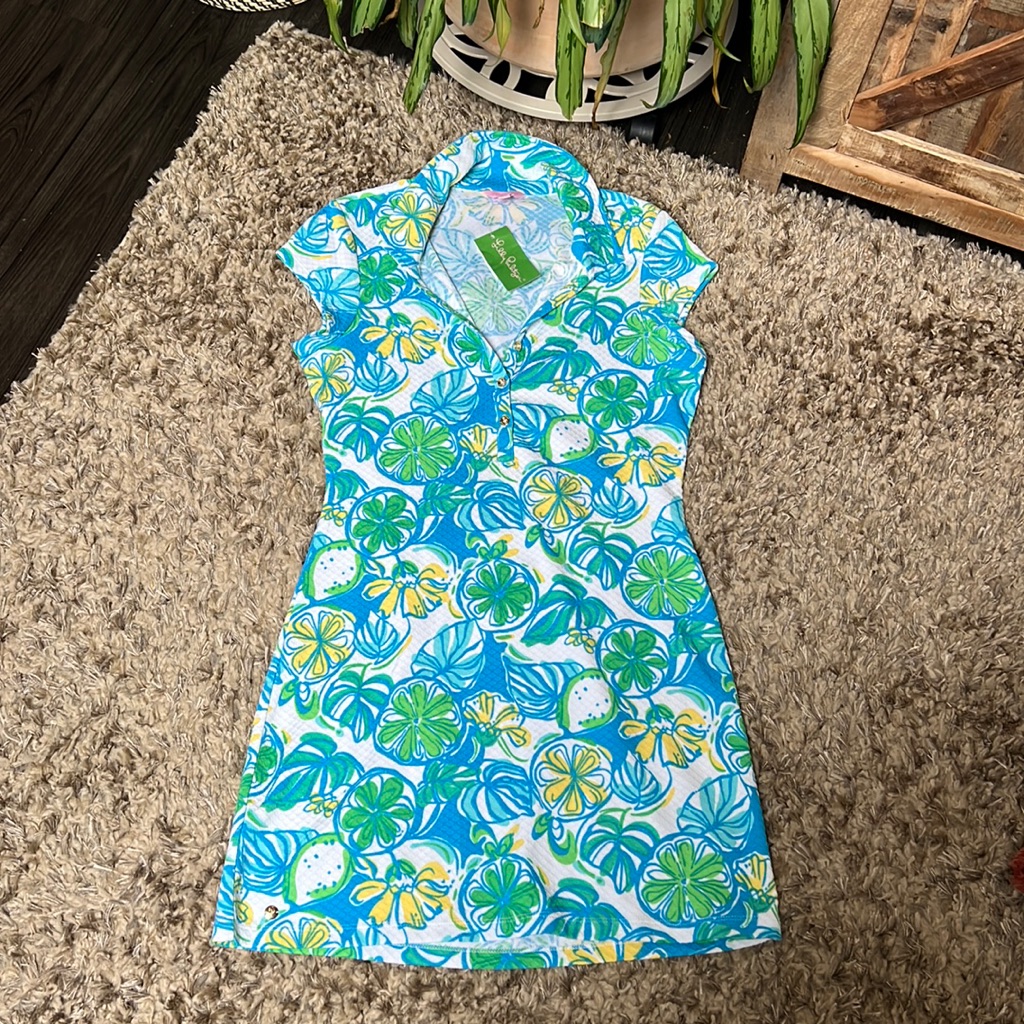 Lilly Pulitzer Blue, Green & Yellow Floral-Print Midi Dress